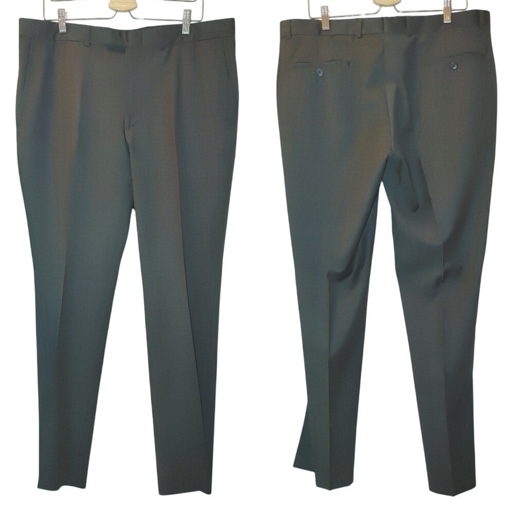 Ben Sherman Pants Flat Front Trouser Slim Striaght Wool Gray 38R Suit Separates